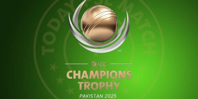 Official logo of ICC Champions Trophy 2025 with vibrant colors and cricket elements