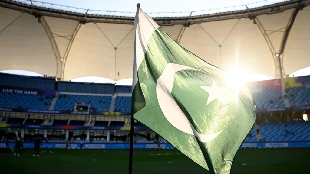 ICC Champions Trophy 2025 full team list with Pakistan as the host nation, featuring the Pakistan flag