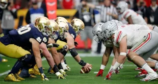 Notre Dame vs. Ohio State in the 2025 CFP National Championship at Mercedes Benz Stadium, Atlanta.