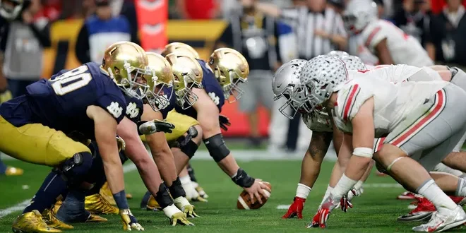 Notre Dame vs. Ohio State in the 2025 CFP National Championship at Mercedes Benz Stadium, Atlanta.