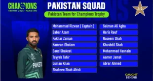 The official 15-player squad for Pakistan's ICC Champions Trophy 2025